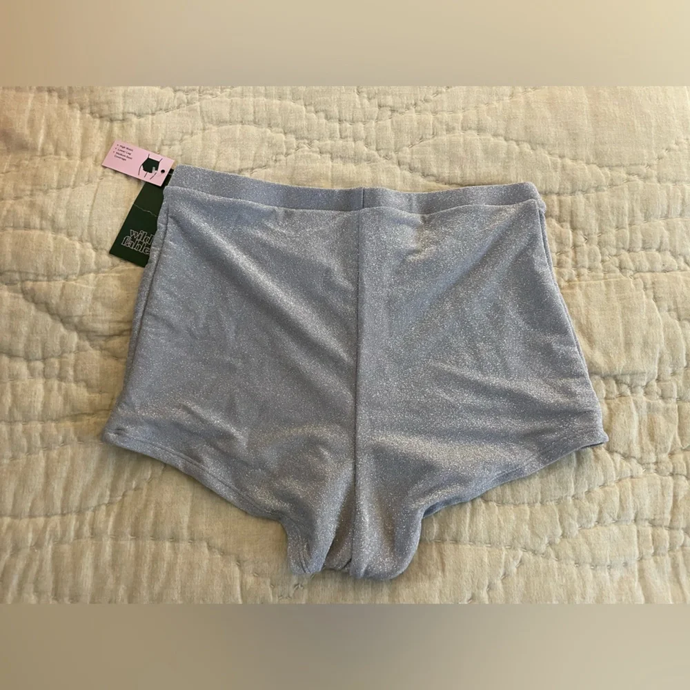 🩶 NWT Wild Fable Glittery Silver Swim Boy Shorts sz m 🩶 - Picture 6 of 6